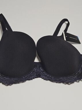 Wacoal Instant Icon Bra 32DDD Black Lace Trim Underwire T-Shirt Bra NWT 853322